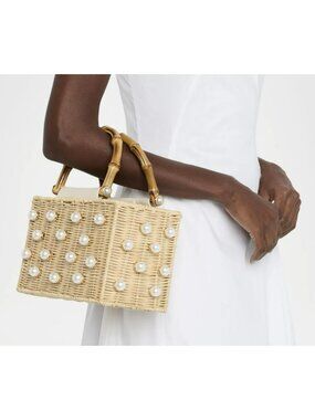 Neiman Marcus BTB Chloe Rattan Pearl Purse New
